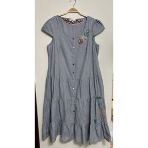 VTG Lord Kitsch Midi Dress Sz 44 (12) Prairie Tiered Cottagecore Cotton